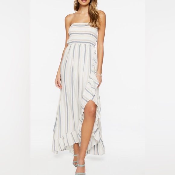 Striped Ruffled High/low Maxi/Dress - Picture 4 of 5